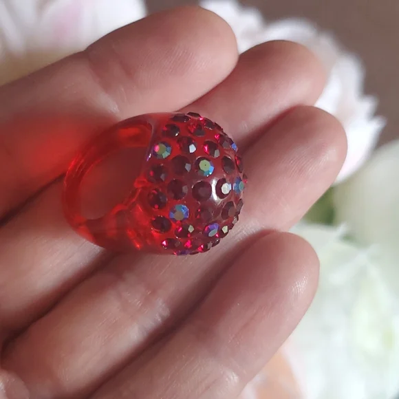 Bling Bauble Ring- Merlot Red - Picture 1 of 7